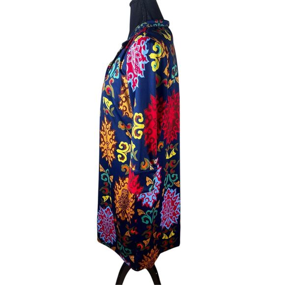 Gretchen Scott Colorful Mandarin Collar Stretch knee Length Dress Size LARGE - Picture 3 of 8